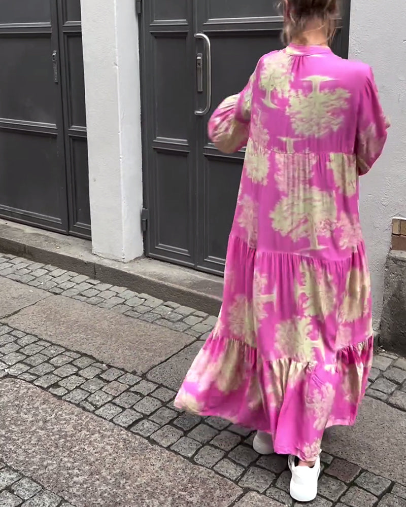 Giavanna | Casual Printed Long Dress with Bell Sleeves
