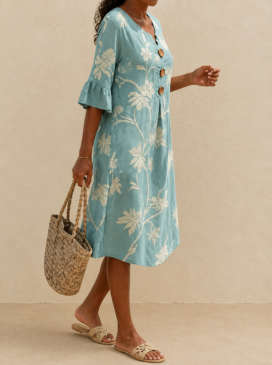 Fiorenza | Midi dress with floral embroidery