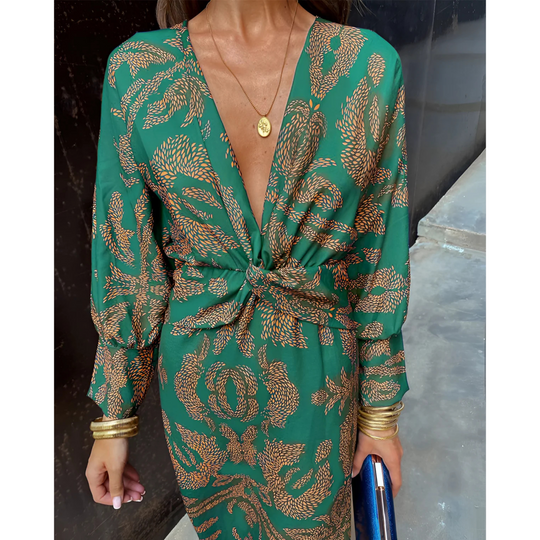 Arabella | Maxi Dress with Deep V-Neck and Twisted Knot