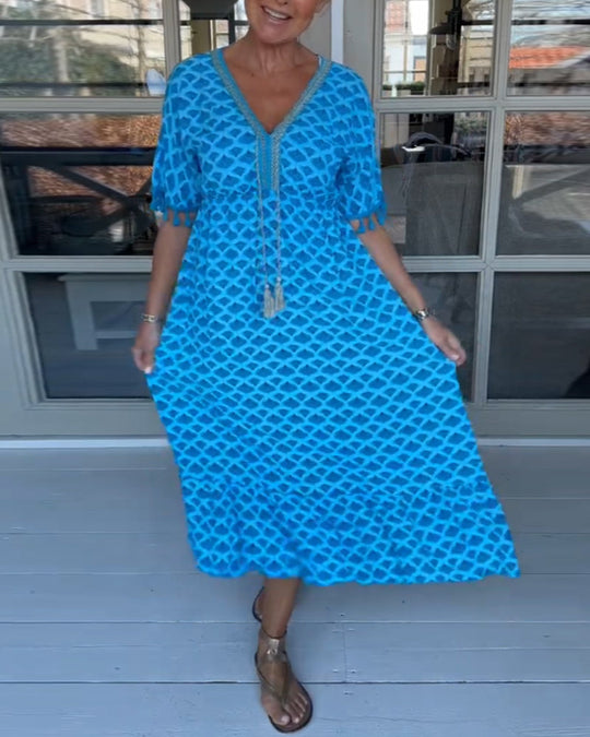 Winona | Summer V-Neck Fringe Dress