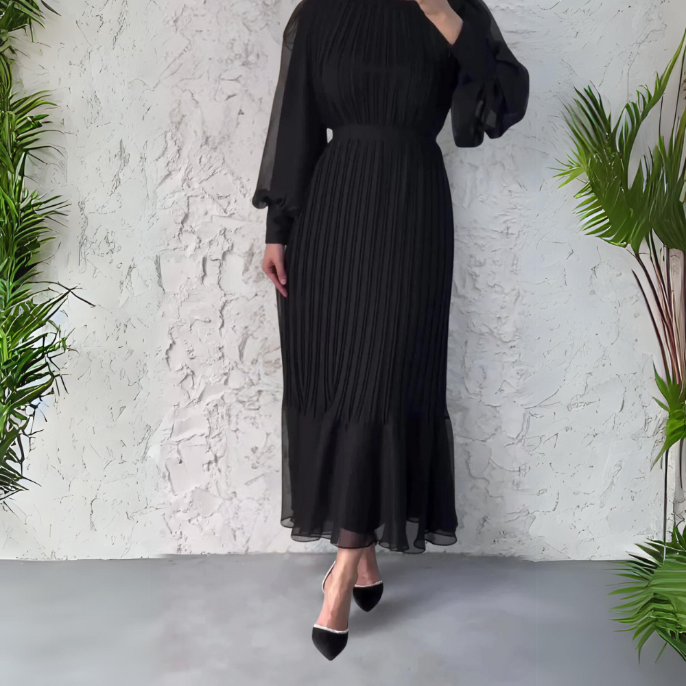 Cami | Chic French Evening Dress for Autumn with Mesh Accents