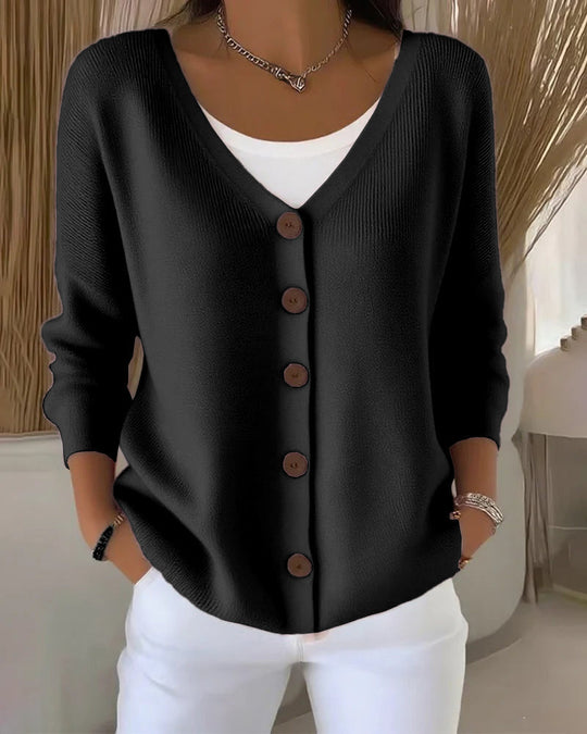 Camélia | Buttoned Knit Cardigan with Structured Silhouette