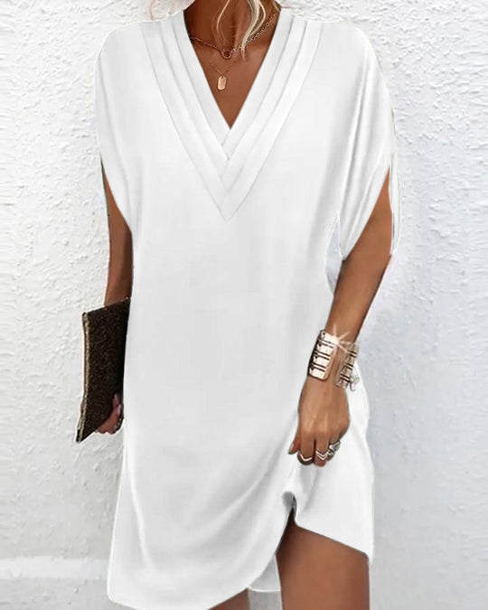 Céleste | Elegant Mini Dress with V-Neck and Split Sleeves