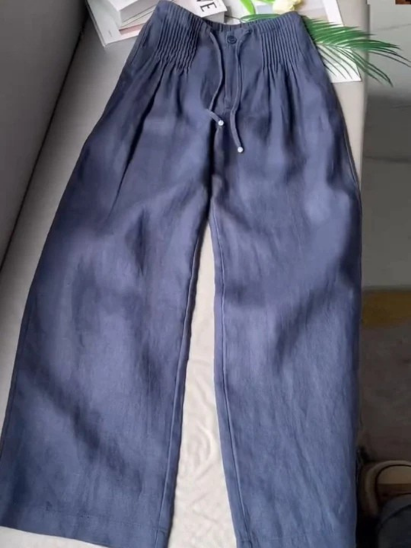 Camille | Wide-Leg Cotton and Linen Blend Pants