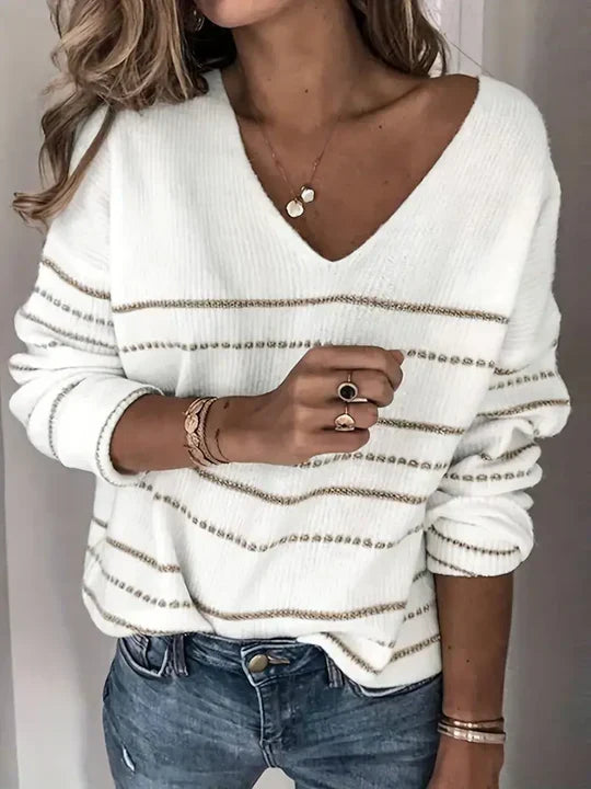 Aira | Striped V-neck Pullover for Elegant Women