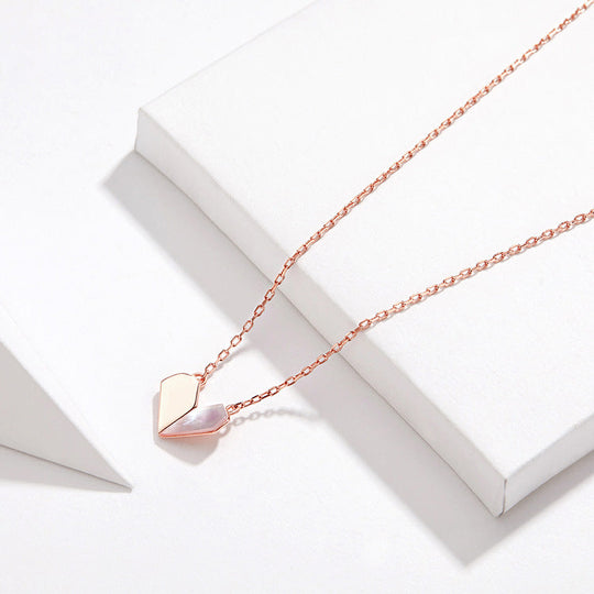 Inès | Geometric Heart Necklace in Mother-of-Pearl and Polished Metal