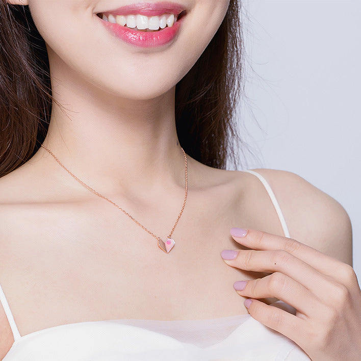 Inès | Geometric Heart Necklace in Mother-of-Pearl and Polished Metal