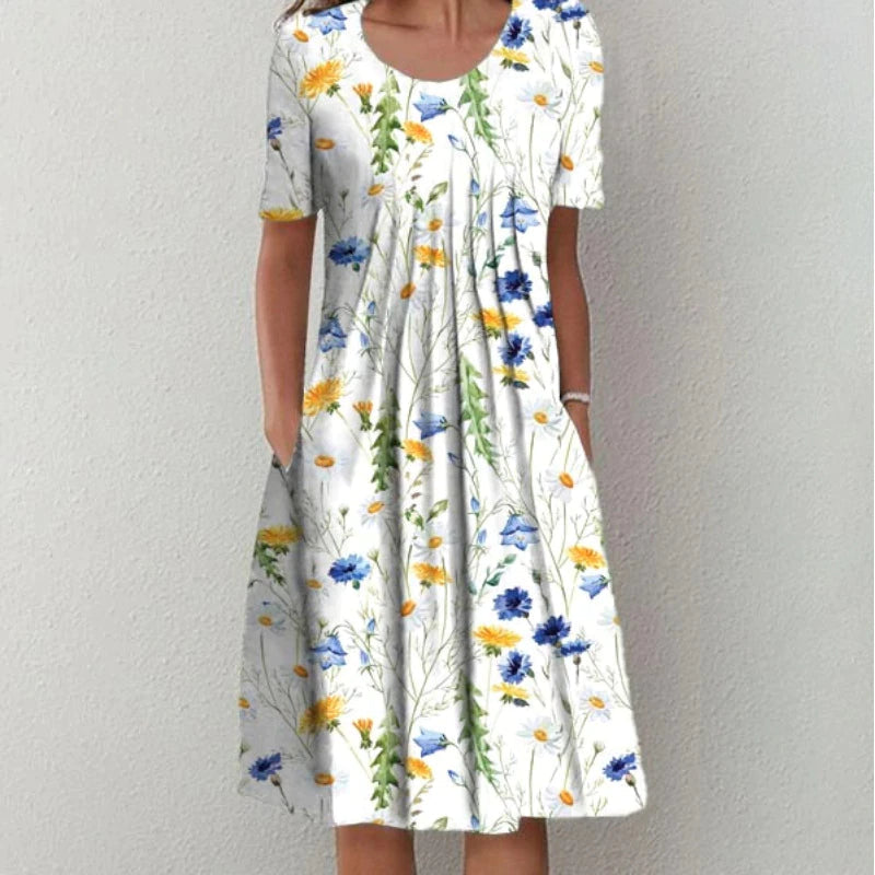 Floral Summer Dress with Flared Cut for Women - Emma