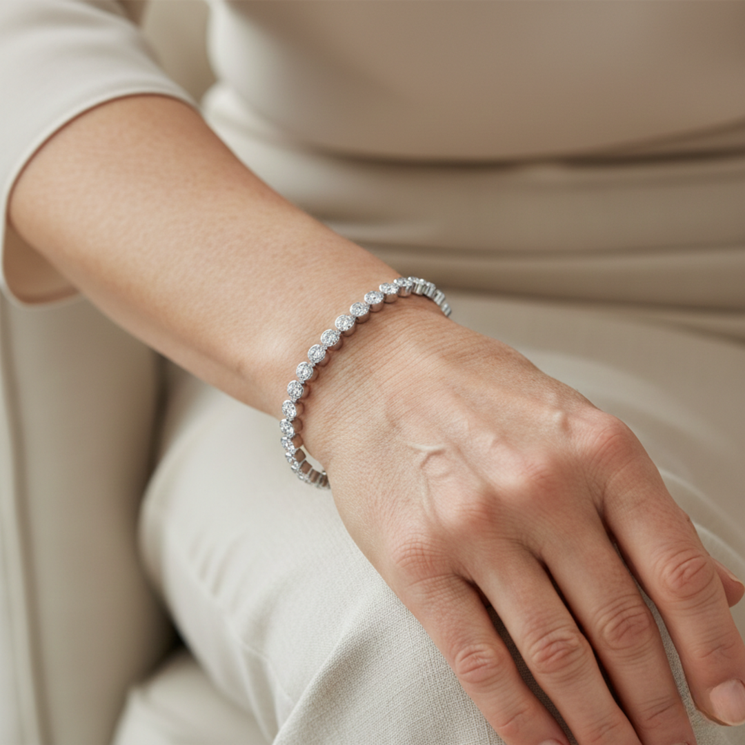 Éloria | Adjustable 4 mm tennis bracelet in gold or silver finish 17 cm