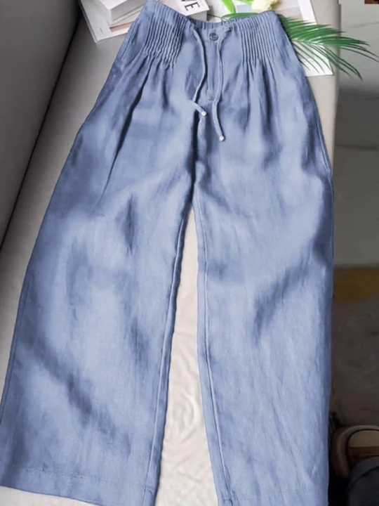 Camille | Wide-Leg Cotton and Linen Blend Pants