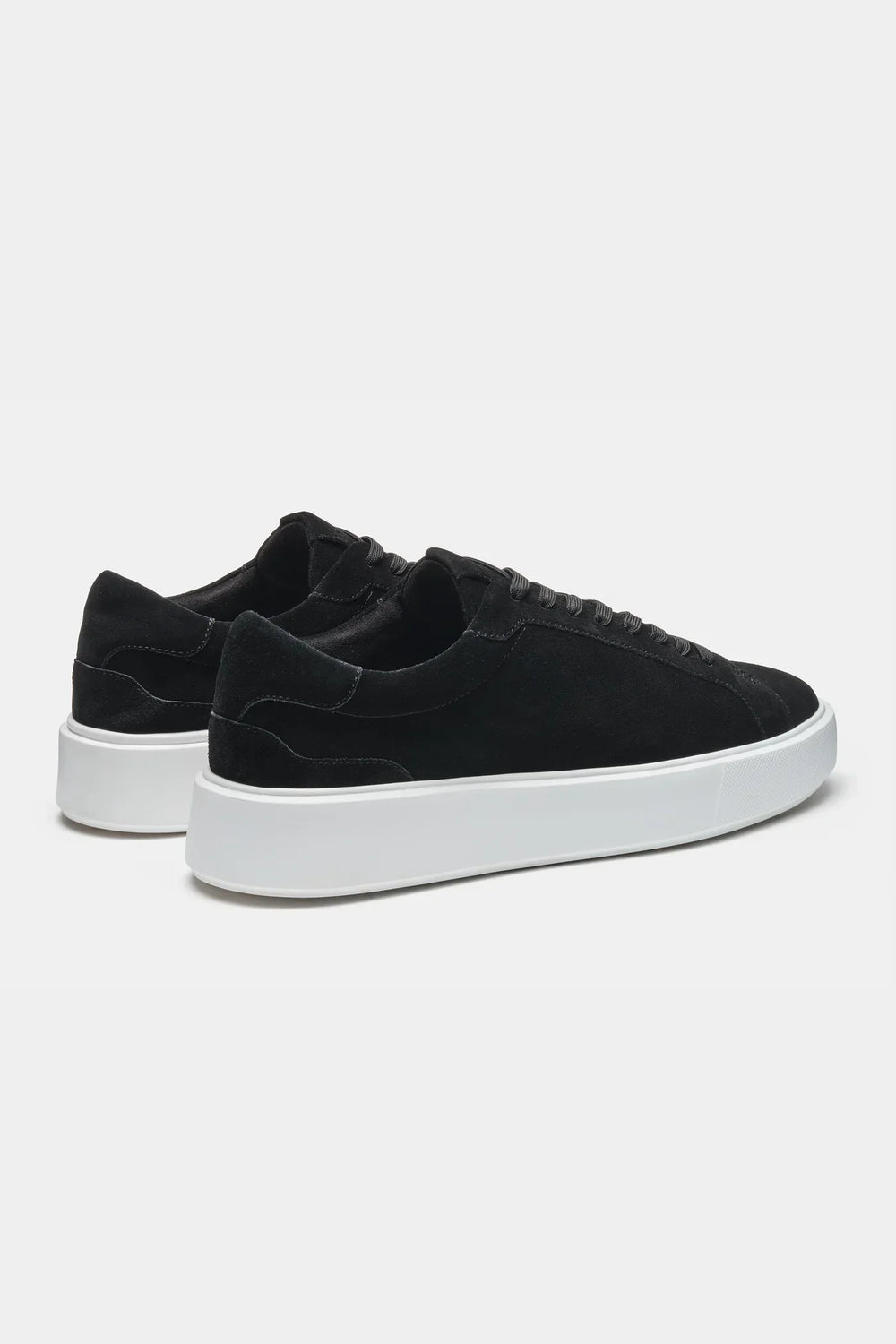 Black suede sneakers with white sole for men