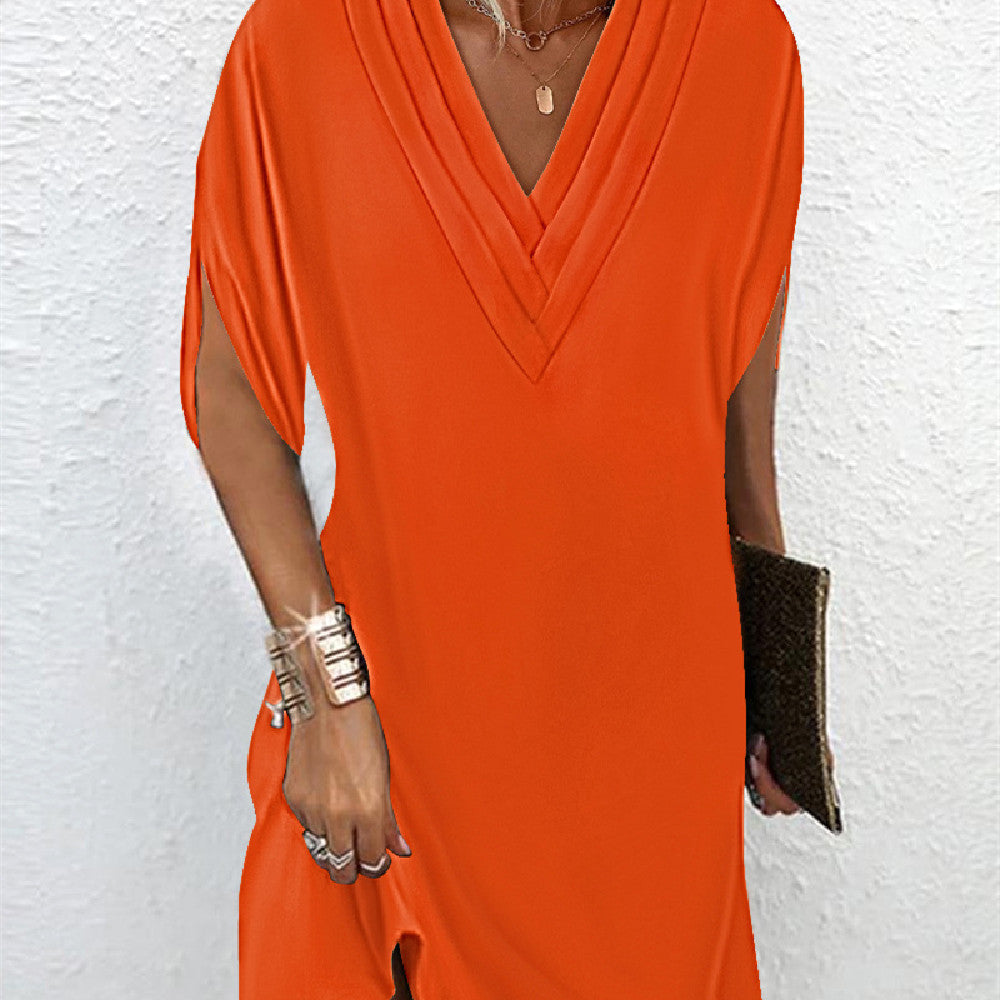Céleste | Elegant Mini Dress with V-Neck and Split Sleeves