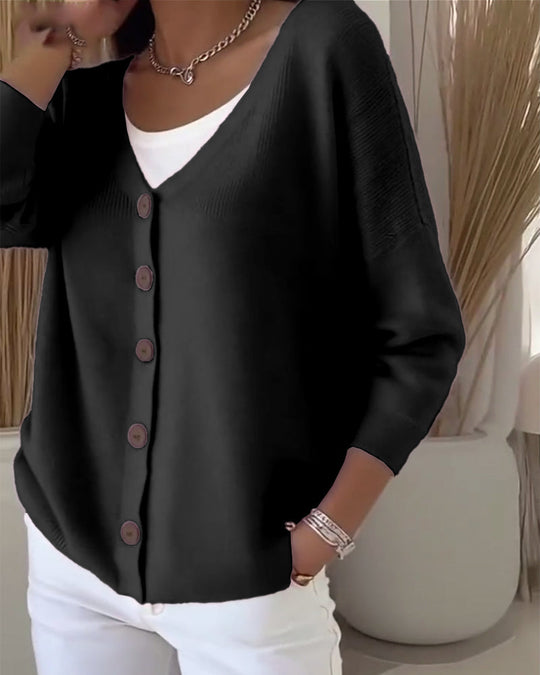 Camélia | Buttoned Knit Cardigan with Structured Silhouette