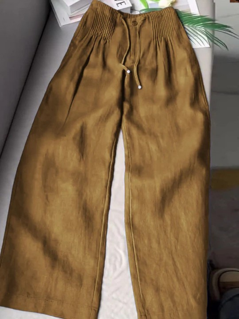 Camille | Wide-Leg Cotton and Linen Blend Pants