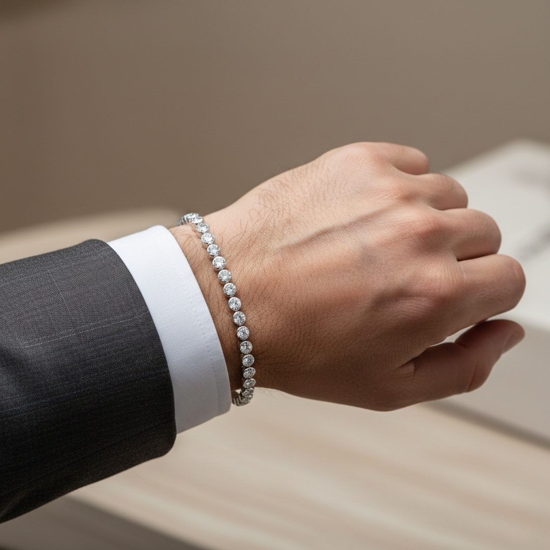 Éloria | Adjustable 4 mm Tennis Bracelet in Gold or Silver 17 cm