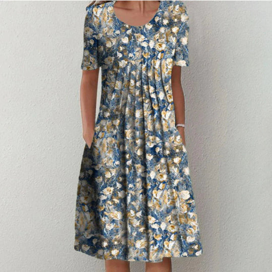 Floral Summer Dress with Flared Cut for Women - Emma