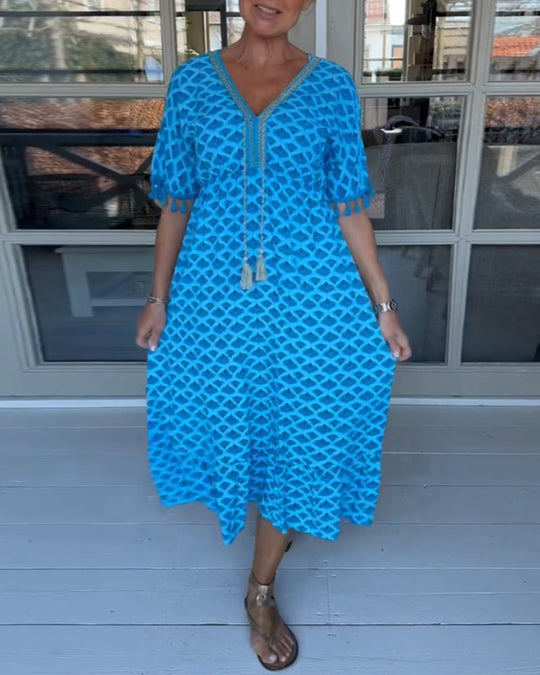Winona | Summer V-Neck Fringe Dress
