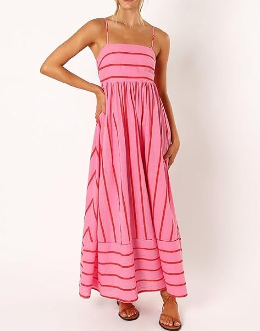 Elsie | Striped Maxi Dress with Off-the-Shoulder Neckline for Women
