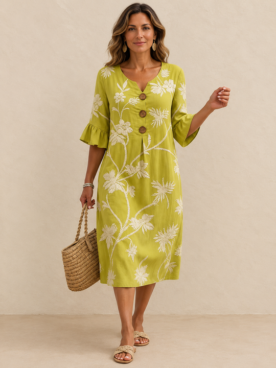 Fiorenza | Midi dress with floral embroidery