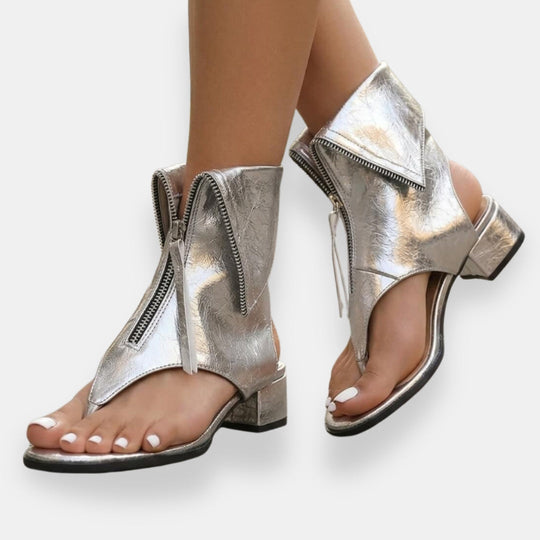 Celina | Gold Zip Sandals