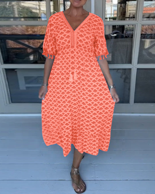 Winona | Summer V-Neck Fringe Dress