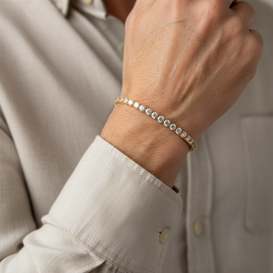 Éloria | Adjustable 4 mm tennis bracelet in gold or silver finish 17 cm