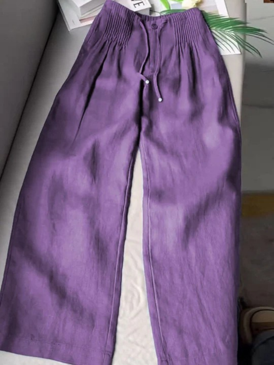 Camille | Wide-Leg Cotton and Linen Blend Pants