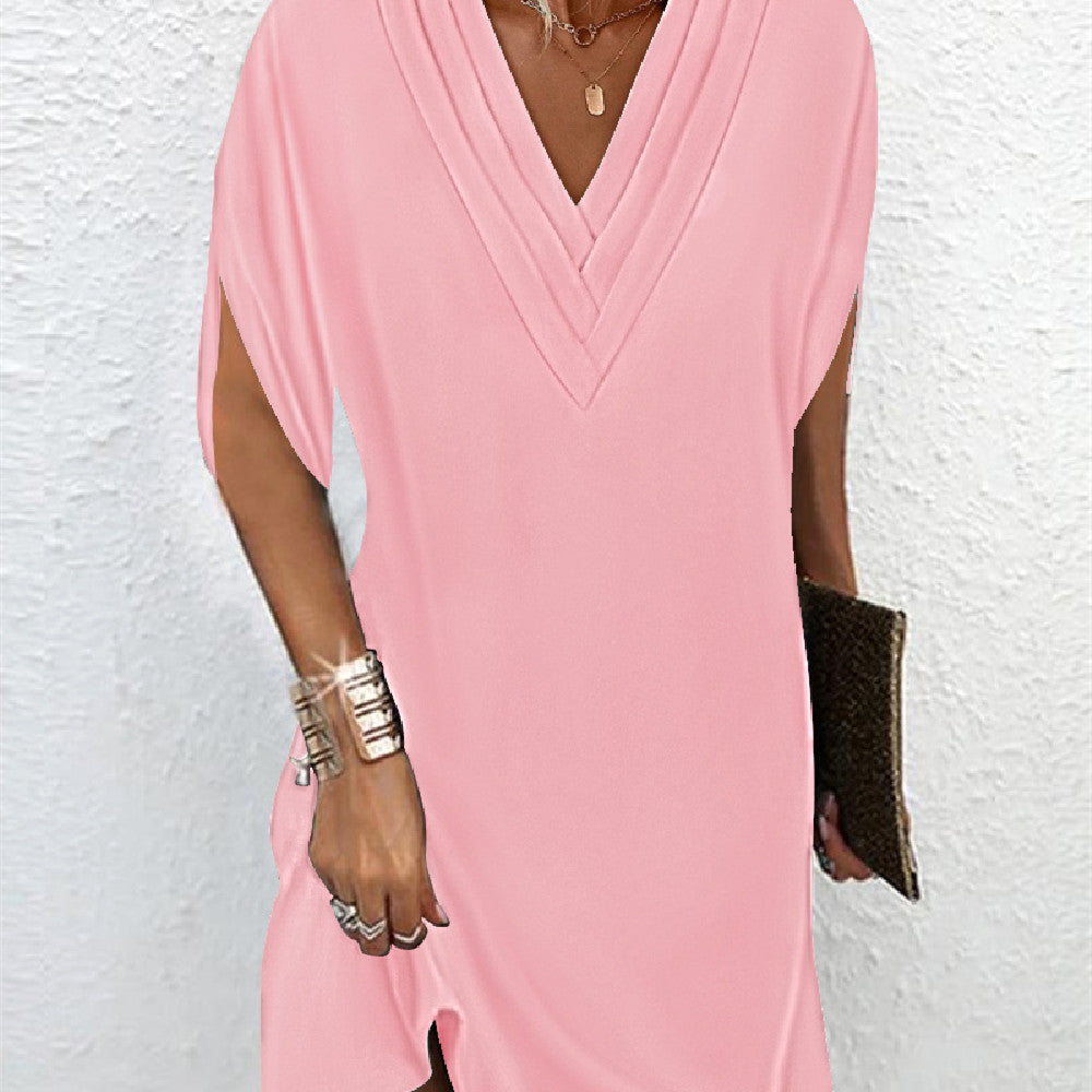Céleste | Elegant Mini Dress with V-Neck and Split Sleeves