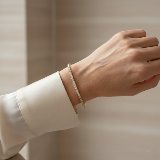 Éloria | 4 mm Adjustable Tennis Bracelet in Gold or Silver 17 cm