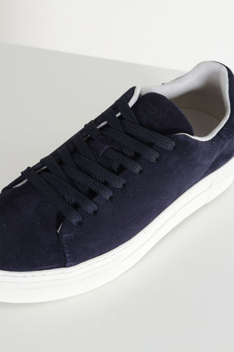 Dark Blue Suede Sneakers with White Sole for Men