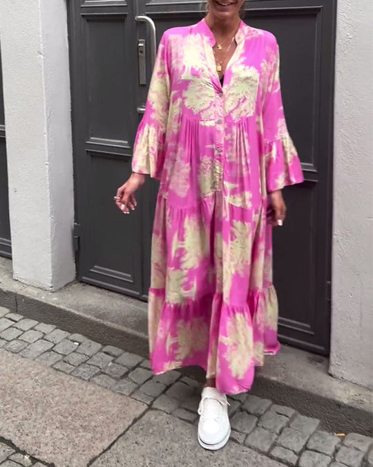 Giavanna | Casual Printed Long Dress with Bell Sleeves