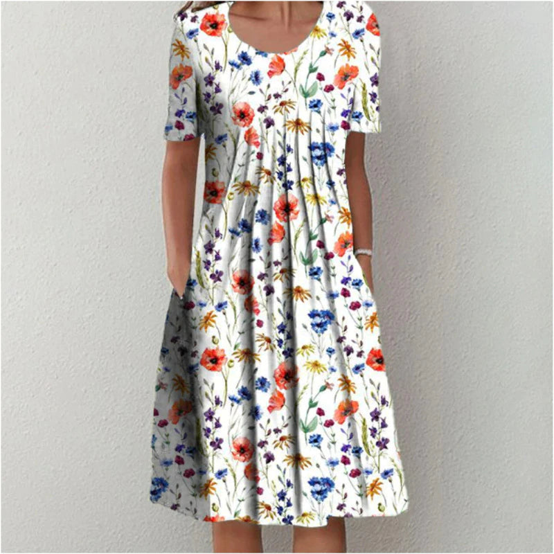 Floral Summer Dress with Flared Cut for Women - Emma