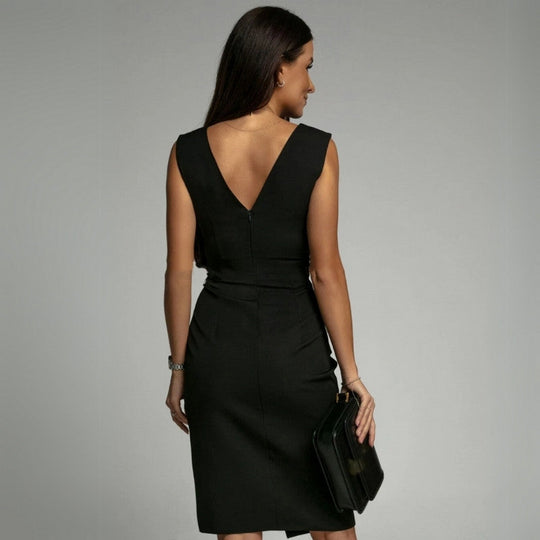 Séraphine | Midi Dress with V-Neck and Open Back