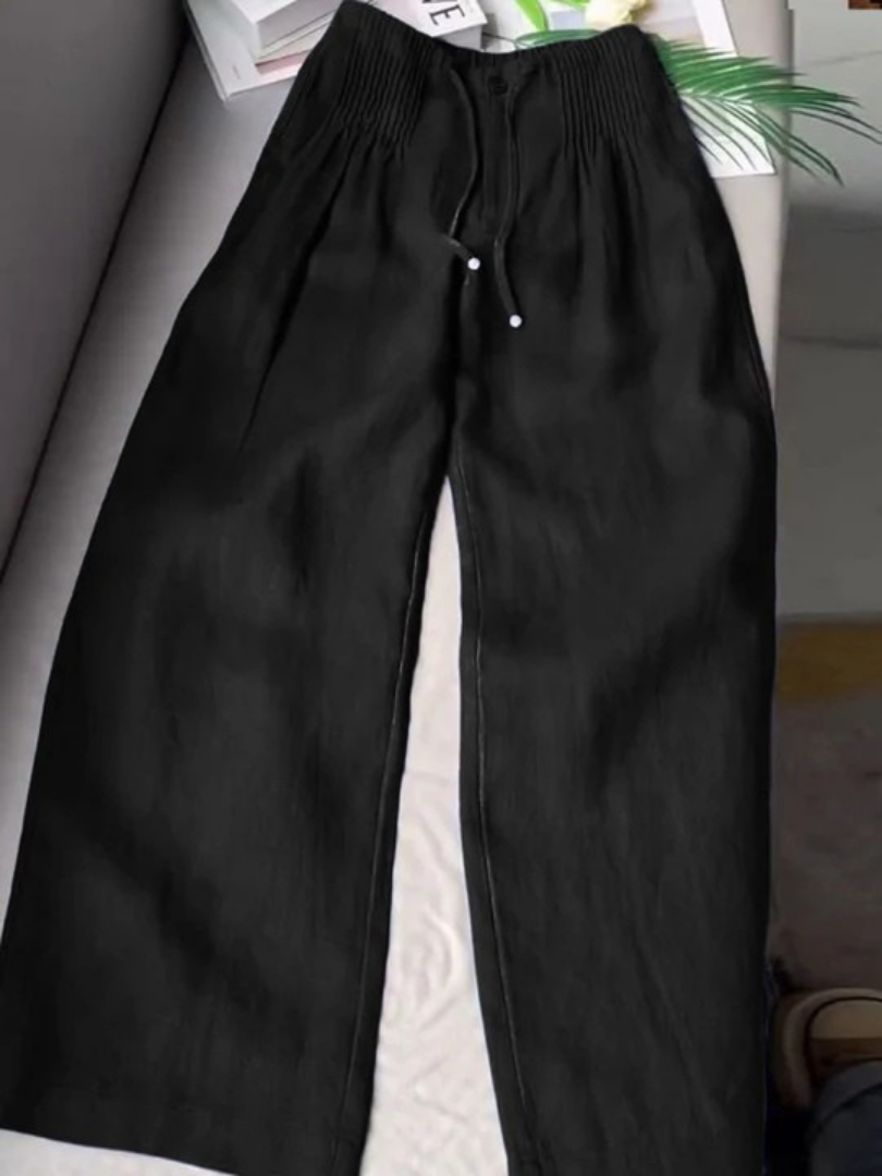 Camille | Wide-Leg Cotton and Linen Blend Pants