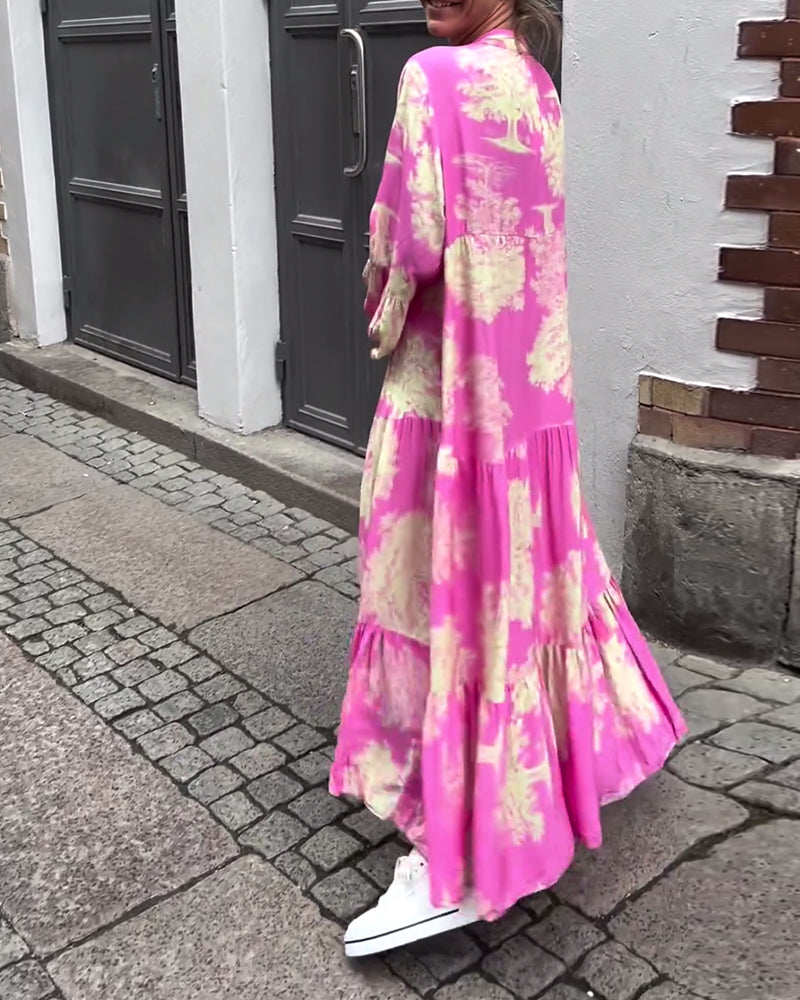 Giavanna | Casual Printed Long Dress with Bell Sleeves