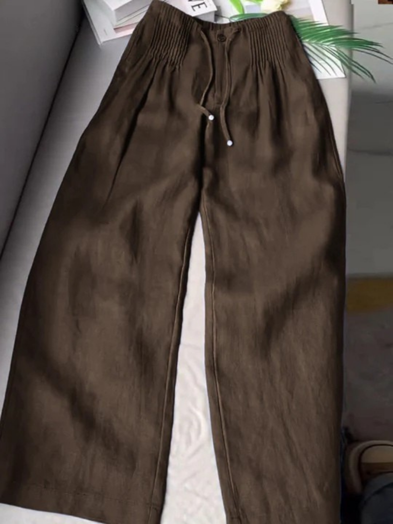 Camille | Wide-Leg Cotton and Linen Blend Pants