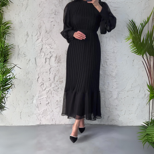 Cami | Chic French Evening Dress for Autumn with Mesh Accents