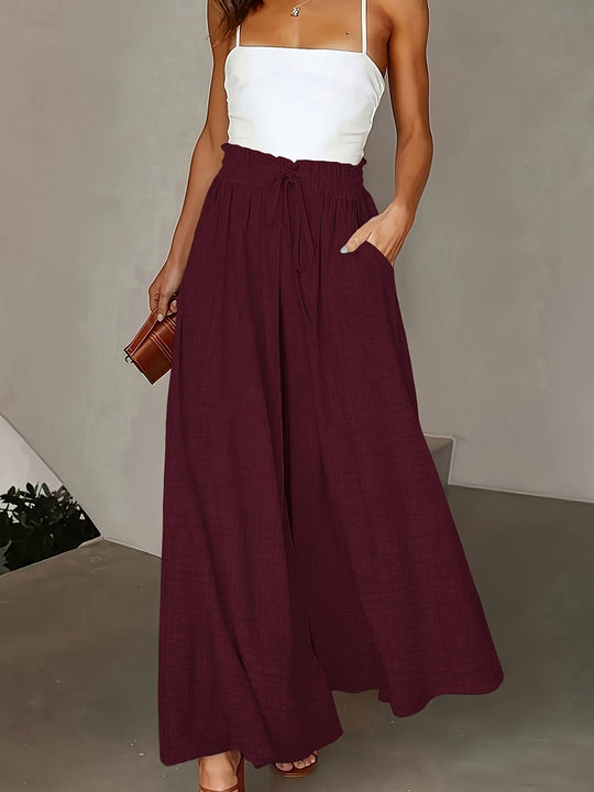 Brigitte | Wide-Leg Fluid Pants with Adjustable Waist