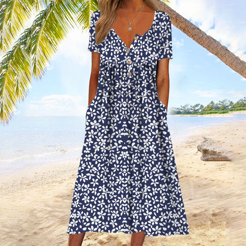 Amélie | Summer Midi Dress with Buttons