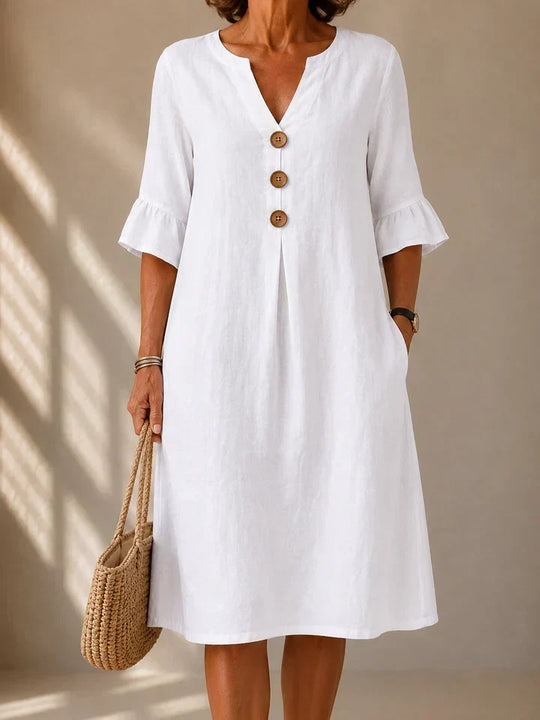 Lina | Buttoned Dress with Box Pleats