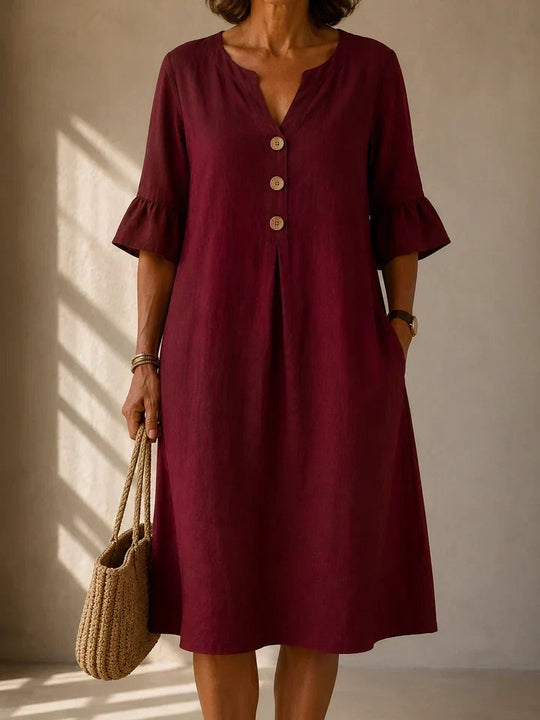 Lina | Buttoned Dress with Box Pleats