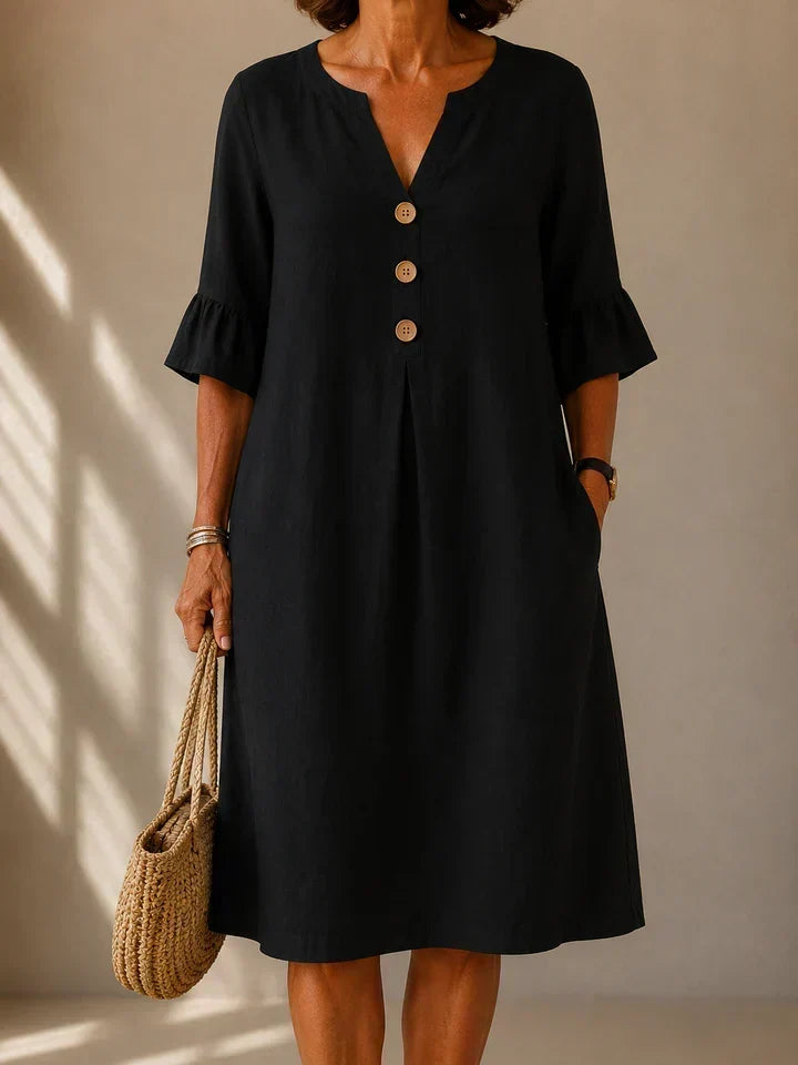 Lina | Buttoned Dress with Box Pleats