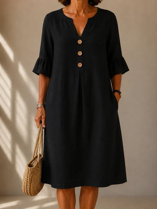 Lina | Buttoned Dress with Box Pleats