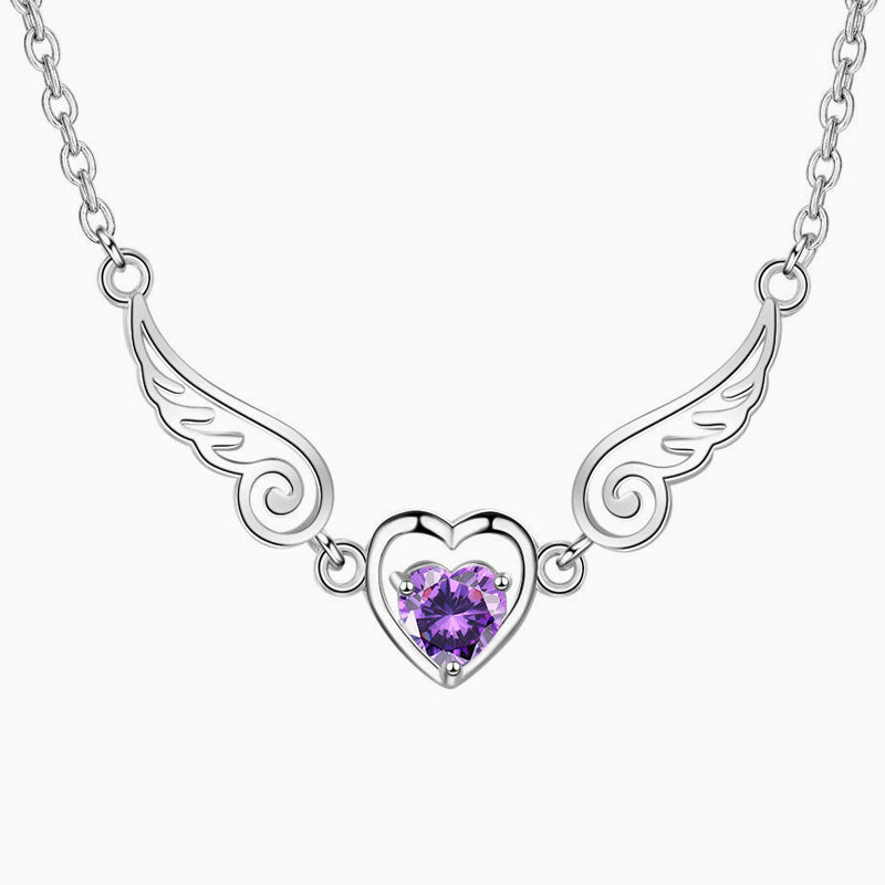 Angélique | Winged Heart Necklace Set with a Sparkling Crystal
