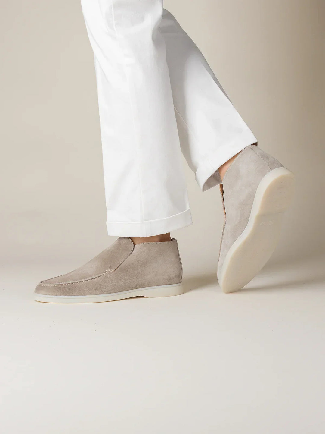 Light Grey Suede City Loafers for Men