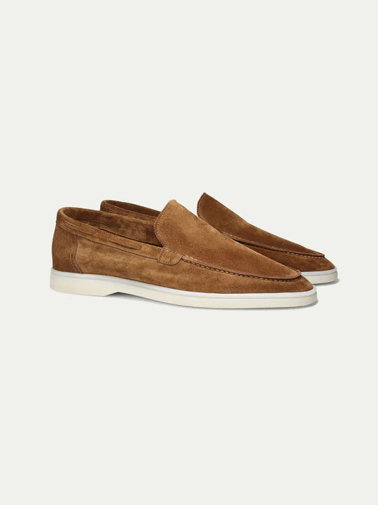 Caramel Suede Slip-On Loafers for Men