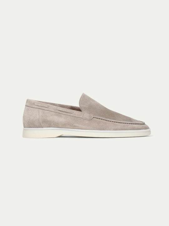 Light Grey Suede Yacht Loafers for Men