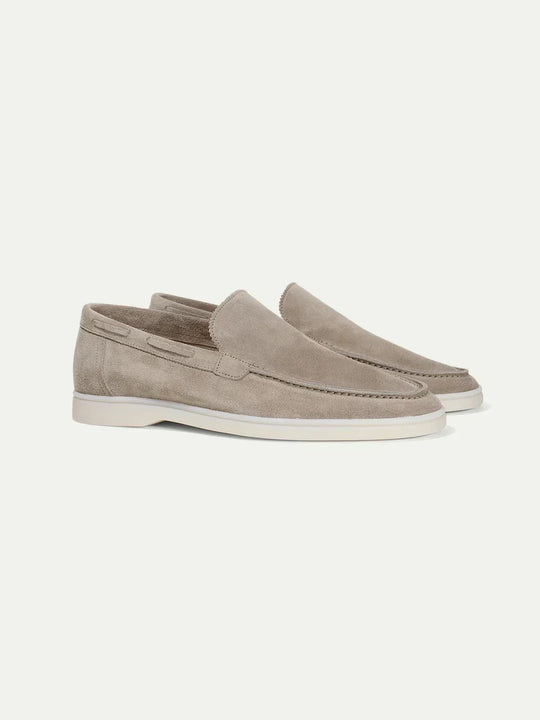Light Grey Suede Yacht Loafers for Men