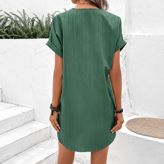 Constance | V-Neck Dress with Button Detail