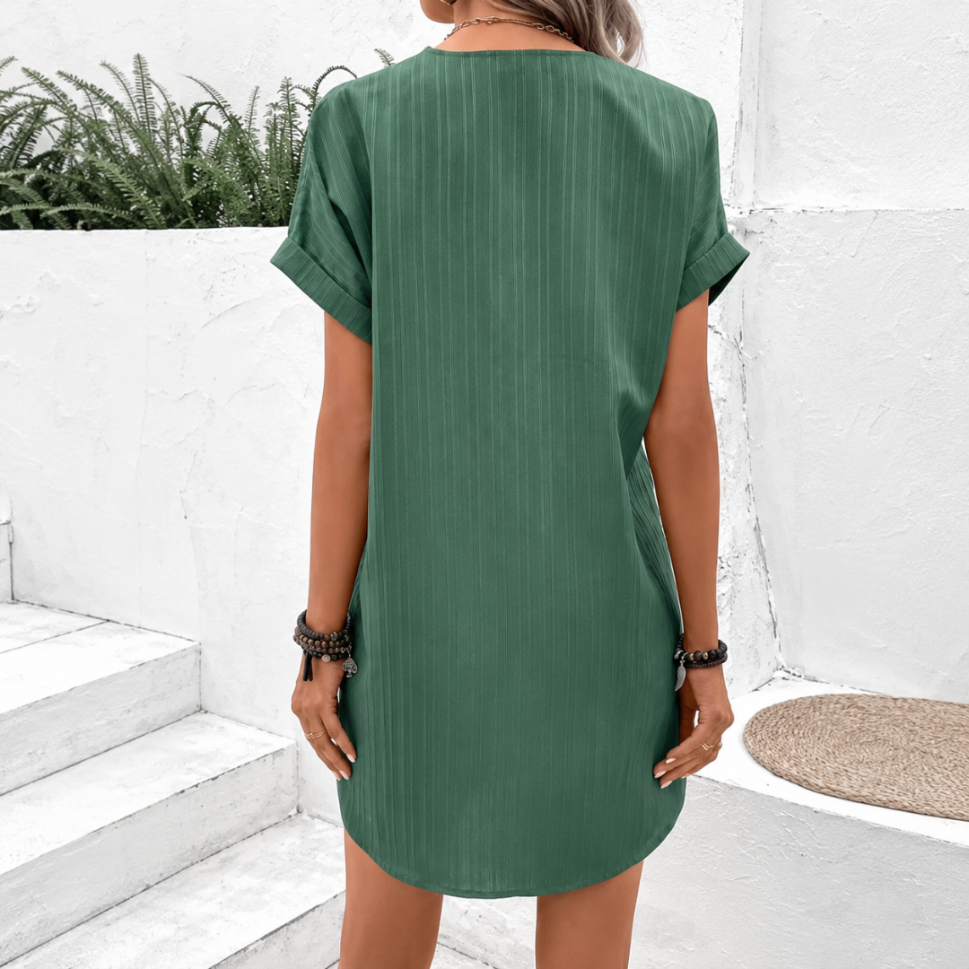 Constance | V-Neck Dress with Button Detail